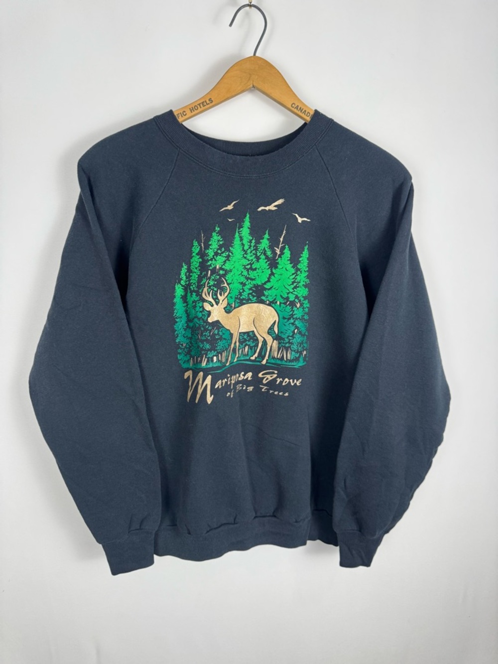 Vintage 90s Buck Forest Graphic Crewneck Men’s Black Sweater with Buck Print - Picture 3 of 7